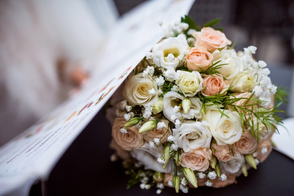 Beautiful white wedding bouquet